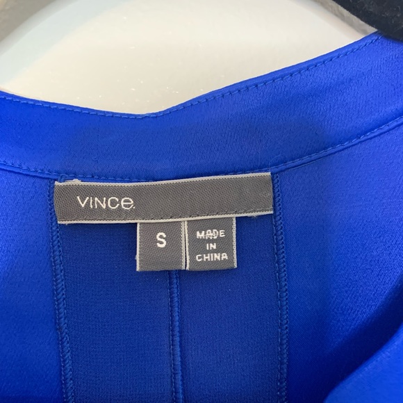 Vince Split V-Neck Cobalt Blue Shift Dress size S - Picture 3 of 8